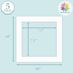 MBC Mat Board Center, 5 Pack 10x10 for 8x8 White Picture Mats Frame Mattes, Bevel Cut, Acid Free, 4-ply Thickness
