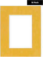Pack of TEN 8x10 Mats Bevel Cut for 5.5x8.5 Photos - Acid Free Sunrise Yellow Suede Precut Matboards For Pictures, Photos, Framing - 4-ply Thickness