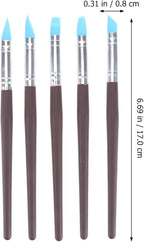 BESTonZON 5pcs Artist Paint Brush Set Silicon Brushes for Painting Masking Fluid Clay Molding, Silicone Sculpting Tools Clay Carving Tools Paint Color Silicone Brush Matching Tool for DIY Handicraft