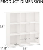 Wooden 9 Cube Storage Organizer with Closed Back Panel,White Cube Shelf Heavy Duty Cubby Storage Organizer with Compartments for Living,Display Shelf,Bookshelf