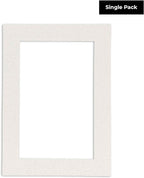 8x10 Mat Bevel Cut for 6x8 Photos - Acid Free Oyster Shell White Precut Matboard With Backing Board and Crystal Clear, Self Seal Photo Mat Bag - For Pictures, Photos, Framing - 4-ply Thickness