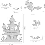 Metal Die Cuts Halloween Castle Witch Bat Cutting Dies Embossing Stencil Template for Card Making Scrapbooking Paper Craft Album Stamps DIY Decor
