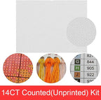 Maydiyer 14CT Counted Cross Stitch Kits Unprinted Embroidery Kit,Starter Kits for Beginners Needlework Sets-The Old Married Couple 17.3×14.2 inch