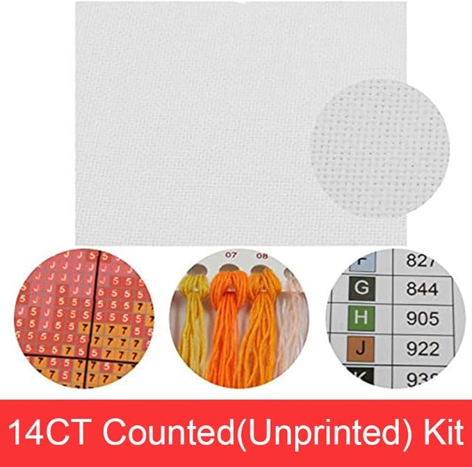 Maydiyer 14CT Counted Cross Stitch Kits Unprinted Embroidery Kit,Starter Kits for Beginners Needlework Sets-The Old Married Couple 17.3×14.2 inch