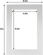 5x7 Mat for 8.5x11 Frame - Precut Mat Board Acid-Free Show Kit with Backing Board, and Clear Bags Metallic Silver 5x7 Photo Matte For a 8.5x11 Picture Frame Matboard for Framing, Pack of 25 Mats