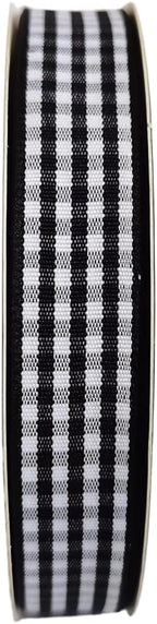 Black and White Wovon Edge Gingham Ribbon 25 Yard Each Roll 100% Polyester (5/8", Black)