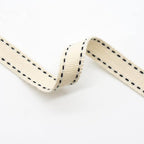 CT CRAFT LLC Ivory Cotton Black Stitched Ribbon 3/8" x 10 Yards for Home Décor Gift Present Wrapping DIY Crafts Birthday Wedding Bouquet Christmas