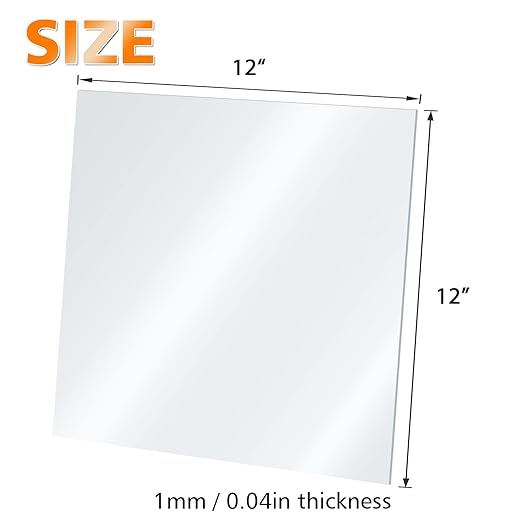 Egofine Plexiglass Sheets Acrylic Sheets 4 Pack of 12x12’’ 0.04 Thick Clear Plastic Cast Transparent Plexi Glass for Crafting Projects, Replacement Picture Frame Glass, DIY Display, Easy to Cut