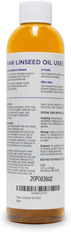 Raw Linseed Oil – Flaxseed Wood Treatment Conditioner to Rejuvenate, Restore and Condition Wood Patio Furniture, Decks to Kitchen Cutting Boards, 8 oz Bottle