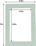 5x7 Mat for 8.5x11 Frame - Precut Mat Board Acid-Free Honeydew Green 5x7 Photo Matte For a 8.5x11 Picture Frame, Premium Matboard for Family Photos, Show Kits, Art, Picture Framing, Pack of 10 Mats