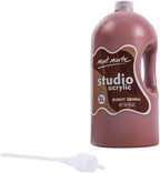 Mont Marte Discovery School Acrylic, Burnt Sienna, 1/2 Gallon (2 Liter). Ideal for Students and Artists. Excellent Coverage and Fast Drying. Pump Lid Included.