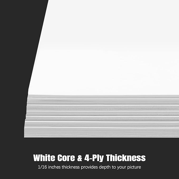 AUEAR, 15 Pack 8x10 Uncut Matte Boards White Photo Mat Board Great for Picture Framing, Print, Artwork