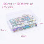 100 Pieces Safety Pins, Bulb Stitch Markers 10 Metalic Colors Assorted Metal Calabash Pins Pear Shape Knitting Pins for Crocheting Clothing Tag DIY Craft Project with Storage Box