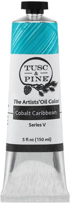 Tusc & Pine Artist Oil Paint - Cobalt Caribbean, 150 ml, Non-Yellowing, Rich & Creamy Consistency, Maximum Pigment Load, Small Batch Milled Oil Paints Made in the USA for Professional Artists