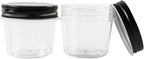 Novelinks 4 oz Clear Plastic Jars with Black Lids – Small Round Reusable Containers for Food, Spices, Crafts, Travel – BPA-Free Storage Jars for Kitchen & Household Organization, 20 Pack