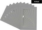 Pack of Ten 8.5x11 Mats Bevel Cut for 7x9 Photos - Acid Free Mid Grey Precut Matboards for Pictures, Photos, Framing - 4-ply Thickness