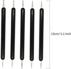 4 Set Embossing Stylus Double End Tracing Dotting Tool, 20 Pcs Ball Embossing Stylus Double End Tracing Dotting Tool for Pottery Clay Craft, Embossing Art (Black)