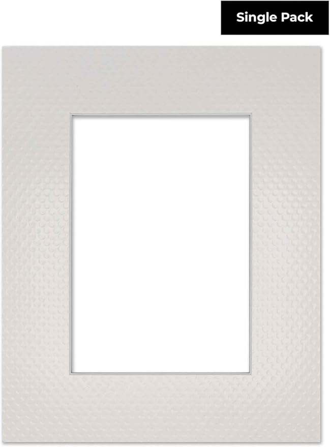 8x10 Mat Bevel Cut for 5.5x8.5 Photos - Acid Free Golf Ball Texture Precut Matboard With Backing Board and Crystal Clear, Self Seal Photo Mat Bag - For Pictures, Photos, Framing - 4-ply Thickness