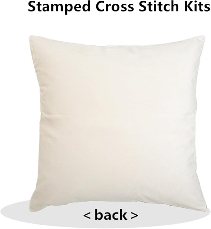Fanxvivy Stamped Cross Stitch Kits for Adults Beginners Pillow Needlepoint Kit with Embroidery Pattern Needlework Kit Prestamped Stitches Kit 11CT Cross Stitching-Deer Landscape 18x18 inch