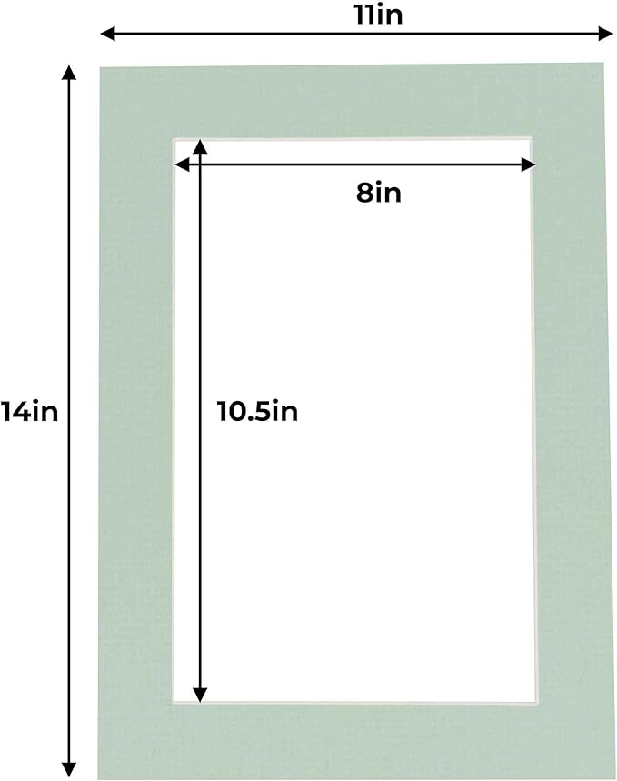 11x14 Mat for 8.5x11 Photo - Precut Honeydew Green Picture Matboard for Frames Measuring 11 x 14 Inches - Bevel Cut Matte to Display Art Measuring 8.5 x 11 Inches - Acid Free ONE MAT