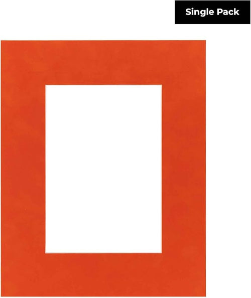 11x14 Mat Bevel Cut for 8.5x11 Photos - Acid Free Orange Suede Precut Matboard With Backing Board and Crystal Clear, Self Seal Mat Bag - For Pictures, Framing - 4-ply Thickness