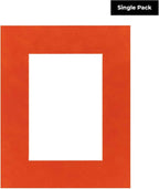 8x10 Mat Bevel Cut for 5x8 Photos - Acid Free Orange Suede Precut Matboard - For Pictures, Photos, Framing - 4-ply Thickness