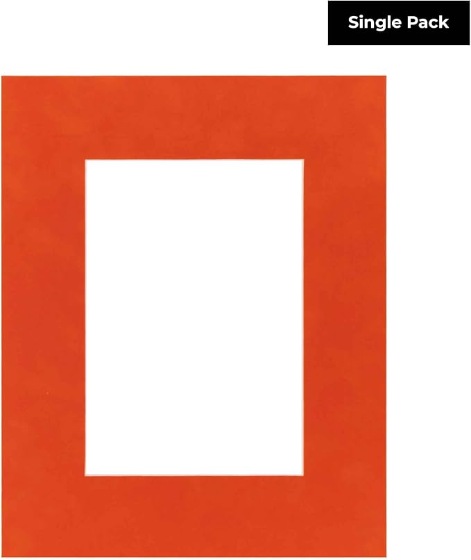 8x10 Mat Bevel Cut for 5x8 Photos - Acid Free Orange Suede Precut Matboard - For Pictures, Photos, Framing - 4-ply Thickness