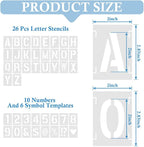 2 Inch 42 Pcs Reusable Letter Number Symbol Stencils, Plastic Painting Templates for Wood Wall Fabric Rock Chalkboard Signage School Door Porch DIY Art Craft Decoration Projects