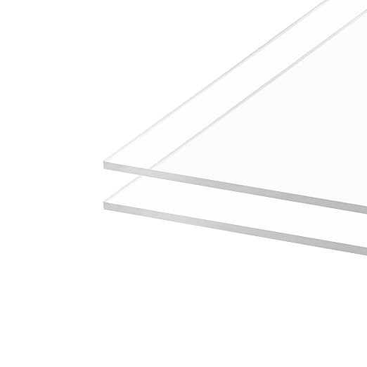 Clear Acrylic Sheet 8" x 10" Cast Plexiglass Panel 1/8" Thick (3mm) Transparent Plastic Board for Sign, Craft, Display Projects, Laser Cutting, Engraving, Pack of 2