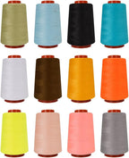 Polyester Sewing Thread Kit, 12 Colors, 800 Yards Each, Multi-Color Spools for Machine and Hand Sewing, Quilting, Serger, 30wt