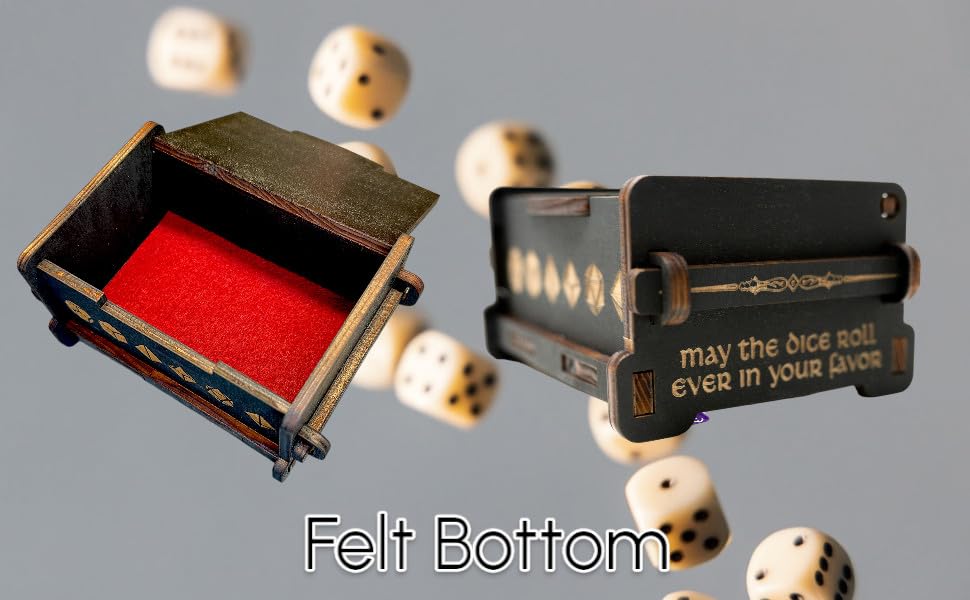 Dice Box - BLACK - 6x4x3 Also holds jewelry and great for desks and desk top items (The Red Dragon)