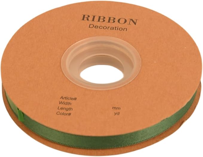 Double Side Satin Ribbon, Continuous 20 Yards,Use for Craft Bows Bouquet, Gift Wrapping, Wedding Decoration, Floral Arrangement (Dark Green, 3/8 inch)