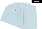 Pack of Ten 8.5x11 Mats Bevel Cut for 7x9 Photos - Acid Free Baby Blue Precut Matboards for Pictures, Photos, Framing - 4-ply Thickness