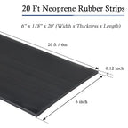 Neoprene Rubber Strips Self Adhesive Solid Rubber Sheets, Rolls & Strips for DIY Gaskets Crafts Pads Seals Warehouse Flooring Neoprene Sheet with Adhesive Backing (6" Wide x 1/8" Thick x 20' Long)