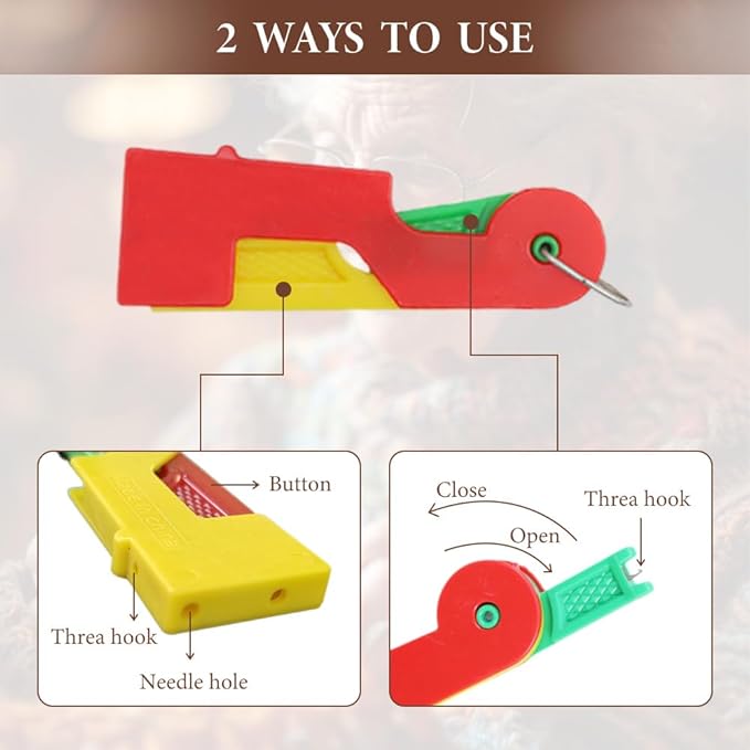 Automatic Needle Threader,2024 New Plastic Needle Threaders,Used to Quickly Thread The Thread Into The Needle Hole, Suitable for The Elderly and Those Who Like to Do Needlework(Random Color) (12 PCS)