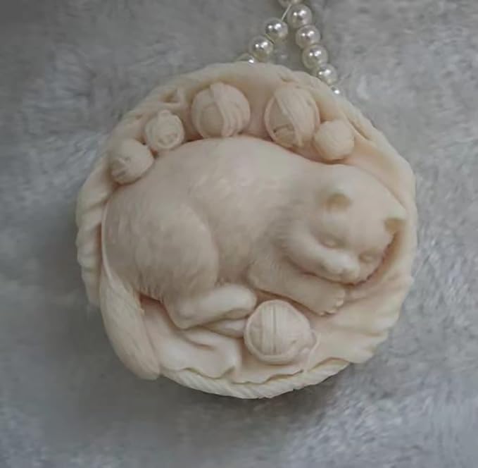 Cat in Bowl Silicone Wave Spiral Candle Mold - Silicone Resin Casting Molds for Candle & Resin & Soap Craft Supplies