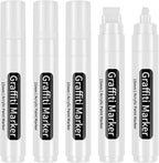 White Poster Markers Jumbo Paint Pen: 5 pcs 15mm Wide Tip Thick Acrylic Paint Pen Large Graffiti Markers for Rock Painting, Stone, Sign, Canvas, Glass, Wood, Ceramic