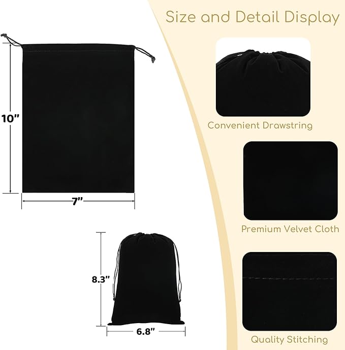 Velvet Drawstring Jewelry Bag, 50Pcs Black Dice Bag, 7x10 Tarot Card Holder, Or Wrapping Halloween Party Favors, Small Bussiness, Toys, Board Game