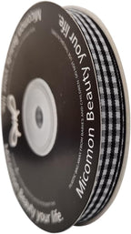 Buffalo Check Ribbon Black and White Gingham Ribbon 25 Yards for Crafts (3/8", Black)