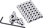 Leinuosen 60 Pieces Pin Keepers Locking Clasp Pin Backs Replacement with Wrench (Silver Color, 6 x 5 mm)