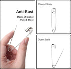 100 PCS 46mm / 1.8 Inch Heavy Duty Quilting Pins, Large Safety Pins Bulk, Silver Metal Sewing Pins, Big Safety Pins for DIY Crafts, Jewelry Making, Baby Clothing (Nickel Plated)