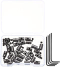 MECCANIXITY 30 Pcs Metal Locking Pin Backs, Locking Pin Keepers Locking Clasp 9mm(H) with 4 Wrench Replacement in Storage Case for Badge, Brooch, Black Tone