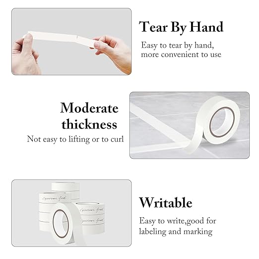 WANBAO Masking Tape Masking Tape Bulk 0.7 inch 55 Yards 3 Rolls for DIY Painting, Labeling, Packing, Craft, Art, etc, 165 Total Yards