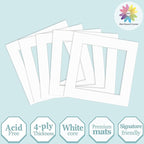 MBC Mat Board Center, 5 Pack 8x8 for 6x6 White Picture Mats Frame Mattes, Bevel Cut, Acid Free, 4-ply Thickness