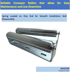 Pack of 2 10"BF Long Roller and Bracket l 1.5"Ø Galvanized Steel Conveyor Roller I Set of Roller and Bracket Versatile as Support Rollers for Woodworking, Roller Stand or Bike Rollers Conveyor Rollers