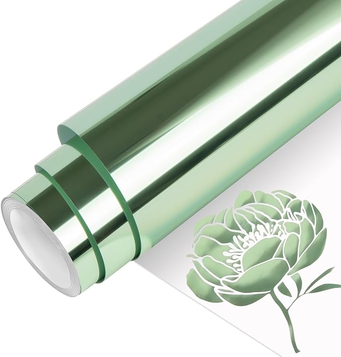 VINYL FROG Metallic Foil HTV Vinyl Roll 12" x5ft Mint Green Chrome Heat Transfer Vinyl Iron on Vinyl Easy to Cut & Weed DIY Heat Press Design for T-Shirts