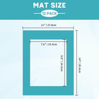 ZBEIVAN 12 Packs Mixed Colors 11x14 Picture Frame Mats for 8x10 Photos, Artworks and Prints, White Core Bevel Cut Frame Mattes