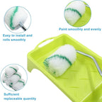 Litoexpe 2 Inch Paint Roller, Mini Paint Roller Kit (Including 6 Ultra-fine Fiber Roller Covers, 1 Paint Tray, and 1 Roller Frame), Touch Up Small Paint Roller for Painting Wall, Door (Green)