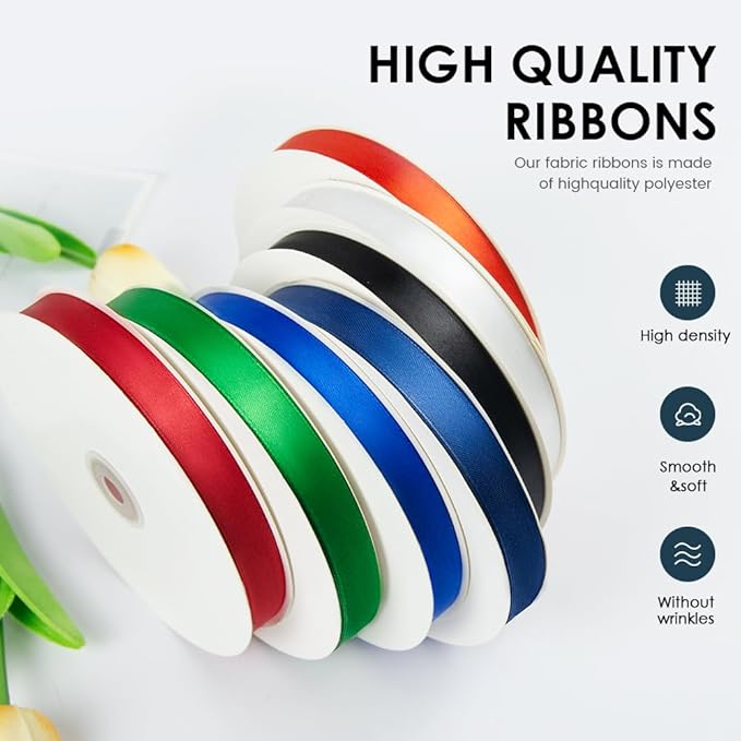 4 Inches x 25 Yards Polyester Satin Ribbon, Solid Color Gold Satin Ribbon for Crafts, Gift Wrapping, Hair Bows, Wedding Party Decoration, Bow Making (Champagne Gold)