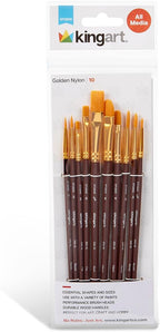 KINGART 10-Piece Paint Brushes, Acrylic Painting Brush Set, Watercolor Brushes, Acrylic Brushes for Oil Watercolor, Nail Miniature Detailing, and Rock Painting